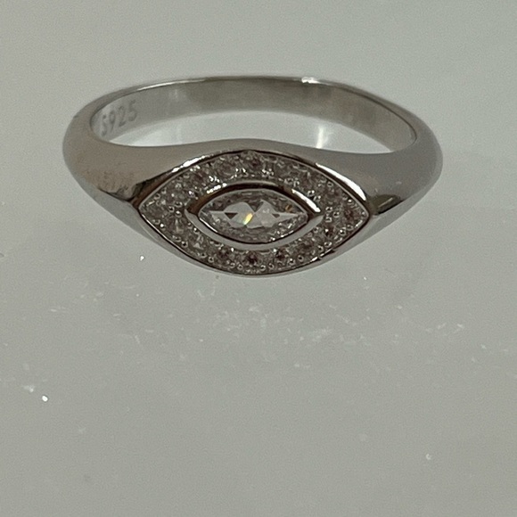 SOLID 925 STERLING SILVER EVIL EYE RING - Picture 3 of 5